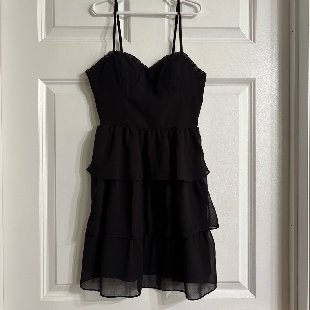 American Eagle Outfitters Black Tiered Mini Dress